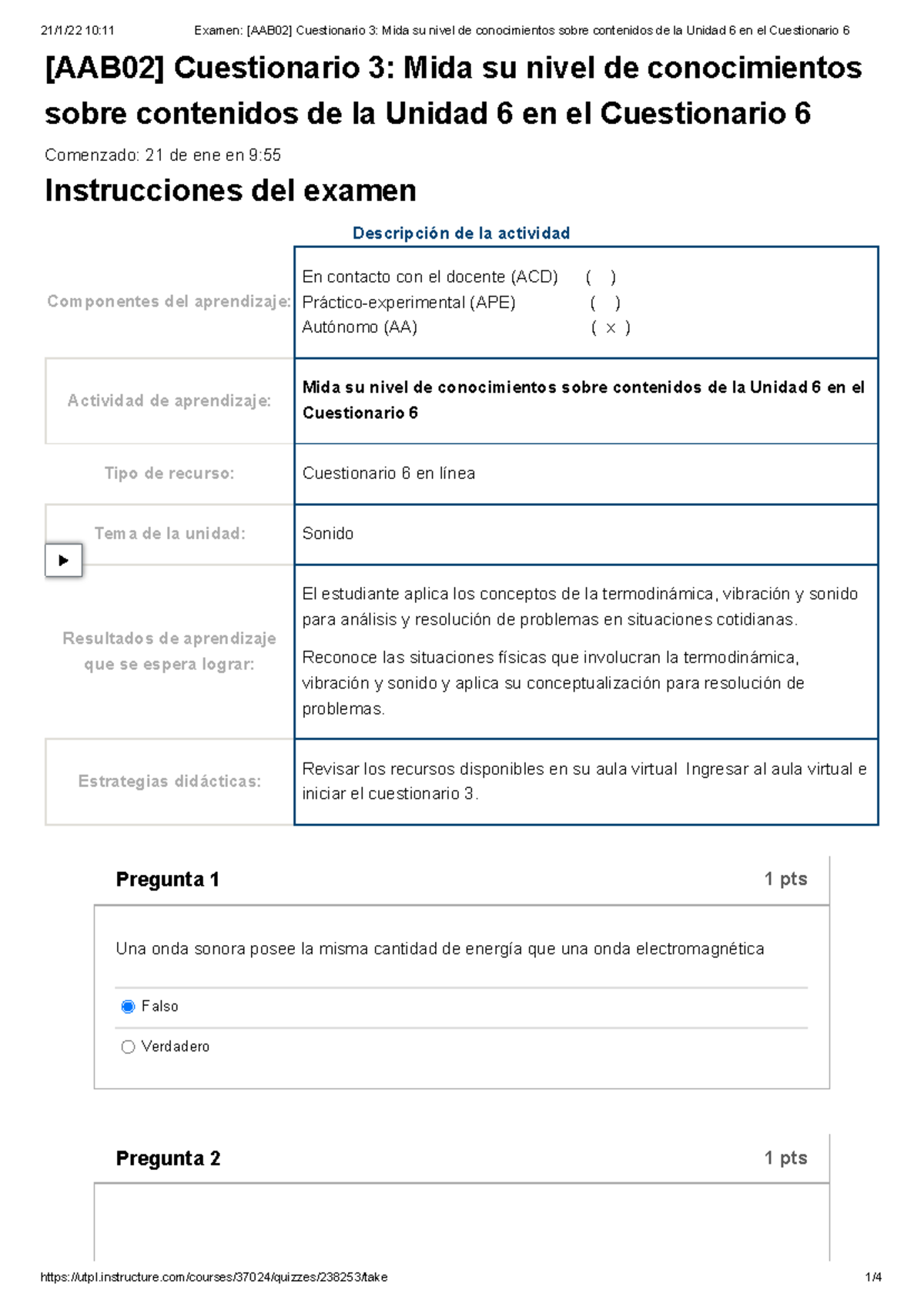 Examen [AAB02] Cuestionario 3 Mida Su Nivel De Conocimientos Sobre ...