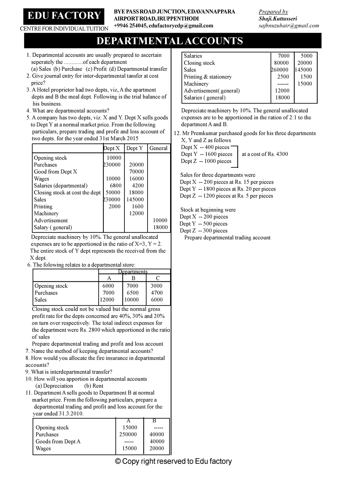 Financial Accounting Departmental Account - DEPARTMENTAL ACCOUNTS EDU ...