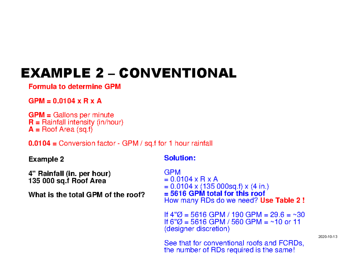 Mech. Design GPM Roof Calculations EXAMPLE 2 CONVENTIONAL 202010