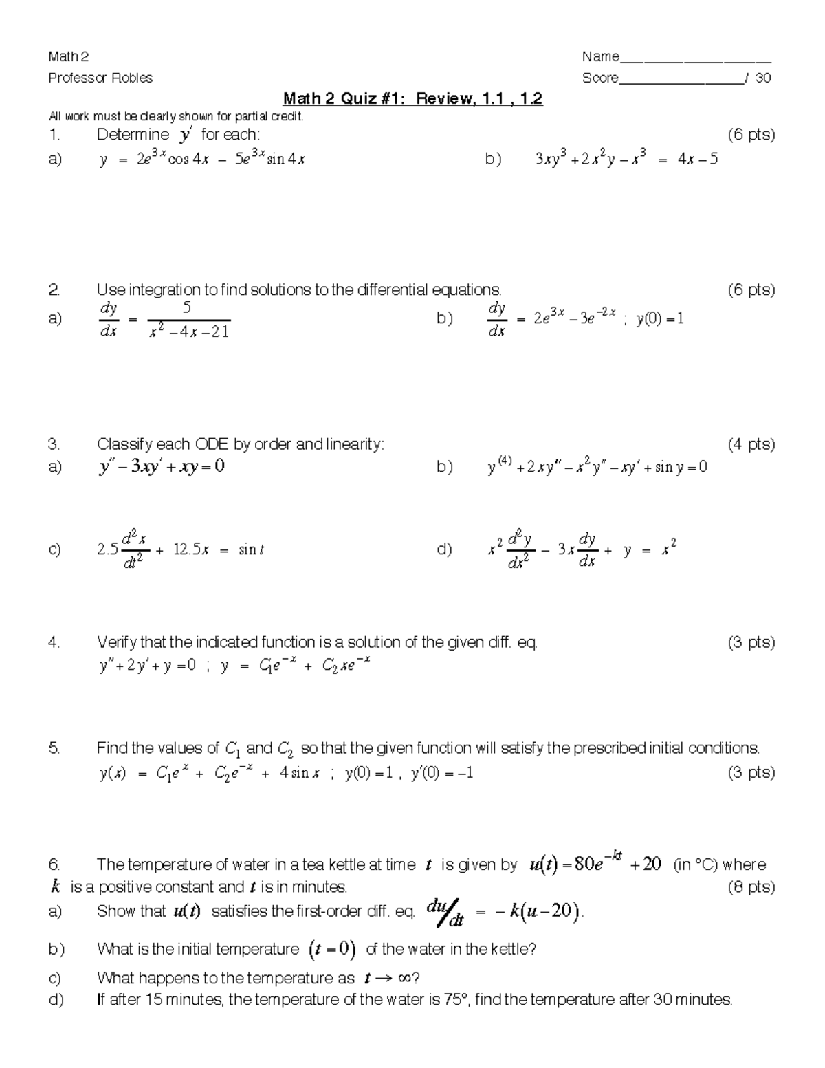 Math 2 Quiz #1 Linear Algebra - MAT 3 - Studocu