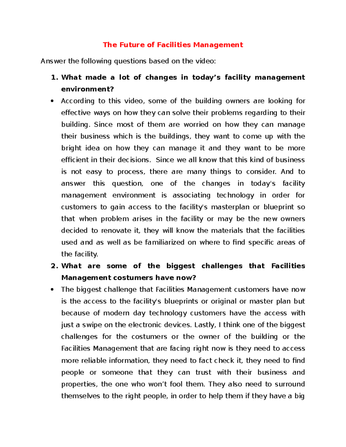 The Future of Facilities Management - Since most of them are worried on ...