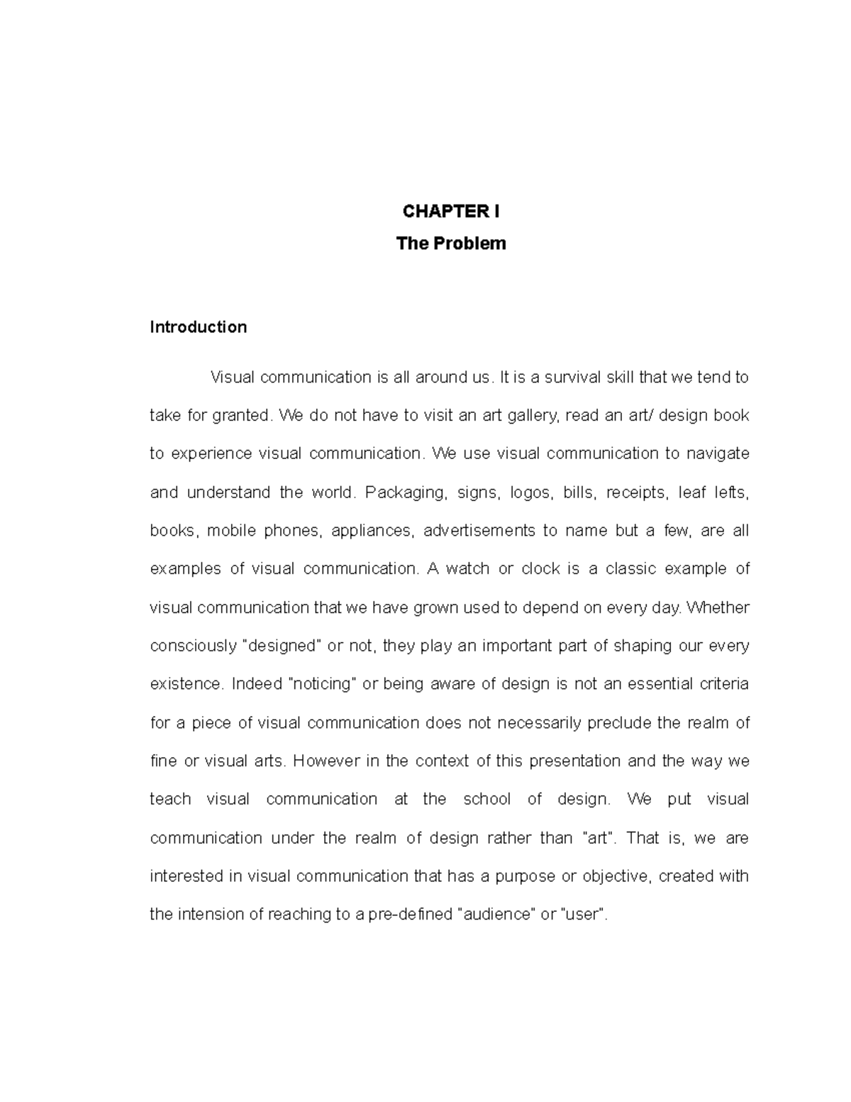 Visual-communication - CHAPTER I The Problem Introduction Visual ...