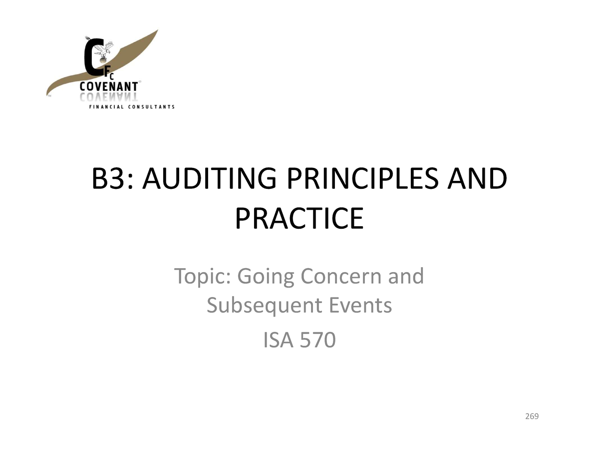 11. Going Concern And Subsequent Events Handout - B3: AUDITING ...