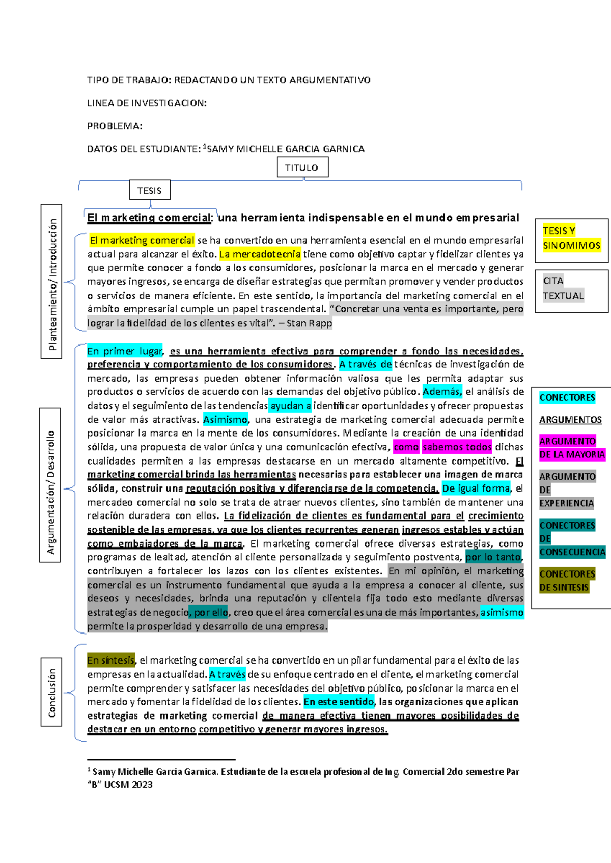 Texto argumentativo - TIPO DE TRABAJO: REDACTANDO UN TEXTO ...