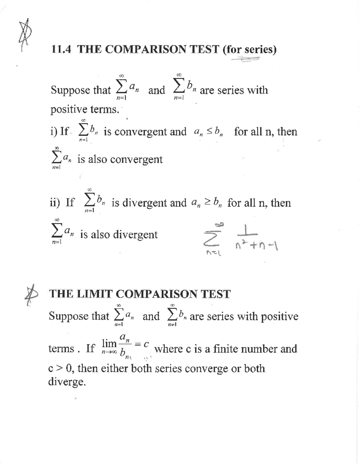 The comparison test - E 11 THE COMPARISON TEST (for series) Suppose ...