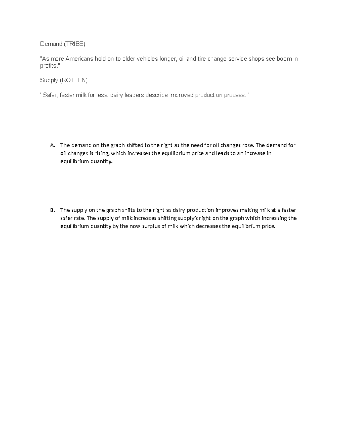 Demand and supply Demand (TRIBE) "As more Americans hold on to older