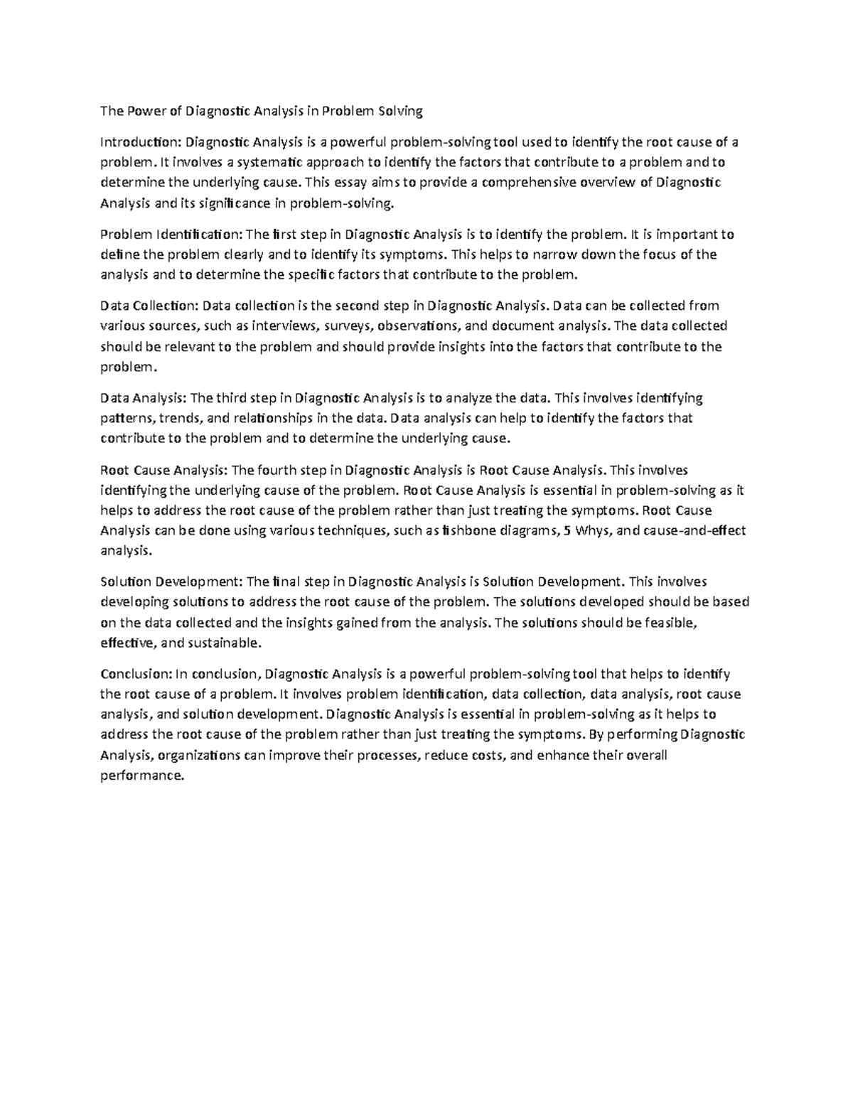 The Power of Diagnostic Analysis in Problem Solving - The Power of ...