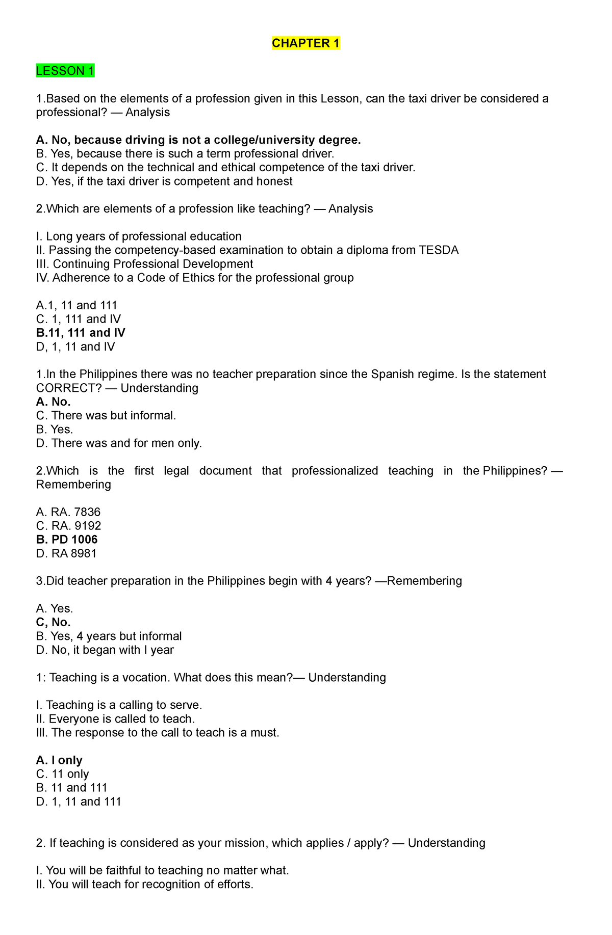 q-and-a-multiple-choices-profed-professional-education-chapter-1-lesson-1-1-on-the-elements