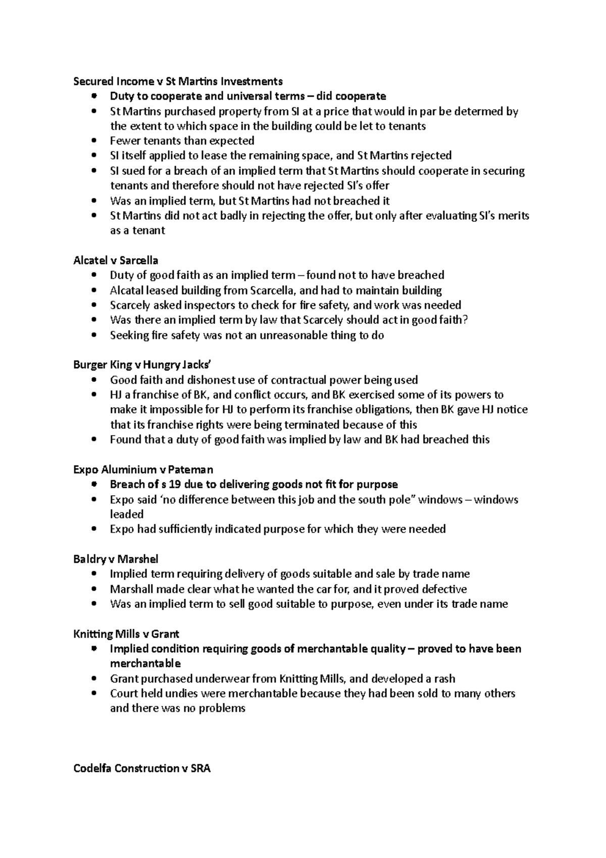 Case Studies Summarised - Secured Income V St Martins Investments Duty 