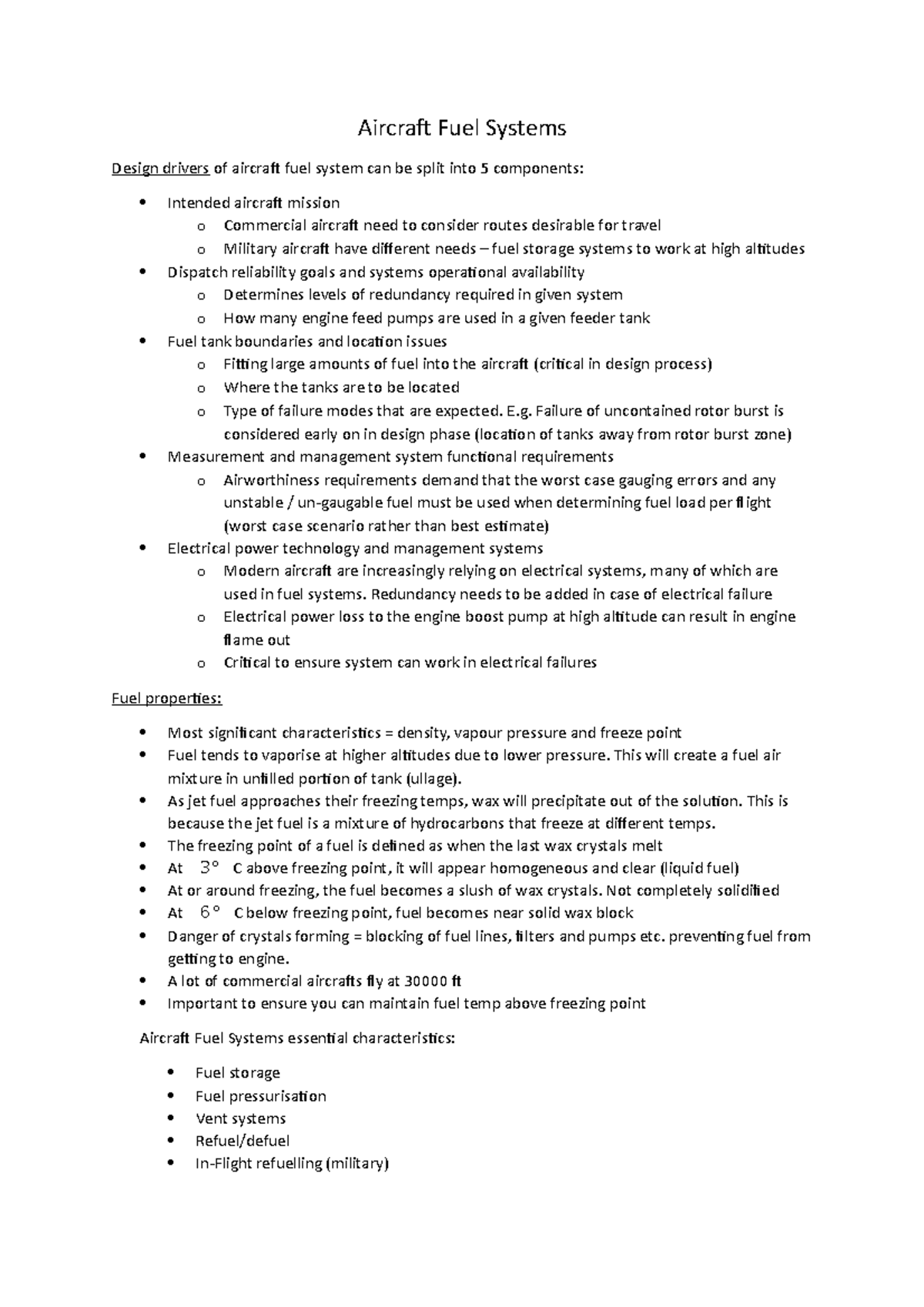 Aircraft fuel systems Lecture notes 10 Aircraft Fuel Systems Design