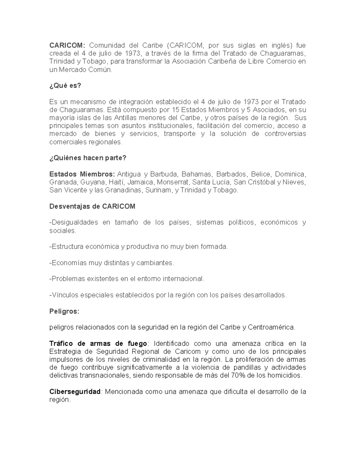 Caricom - apuntes - CARICOM: Comunidad del Caribe (CARICOM, por sus ...