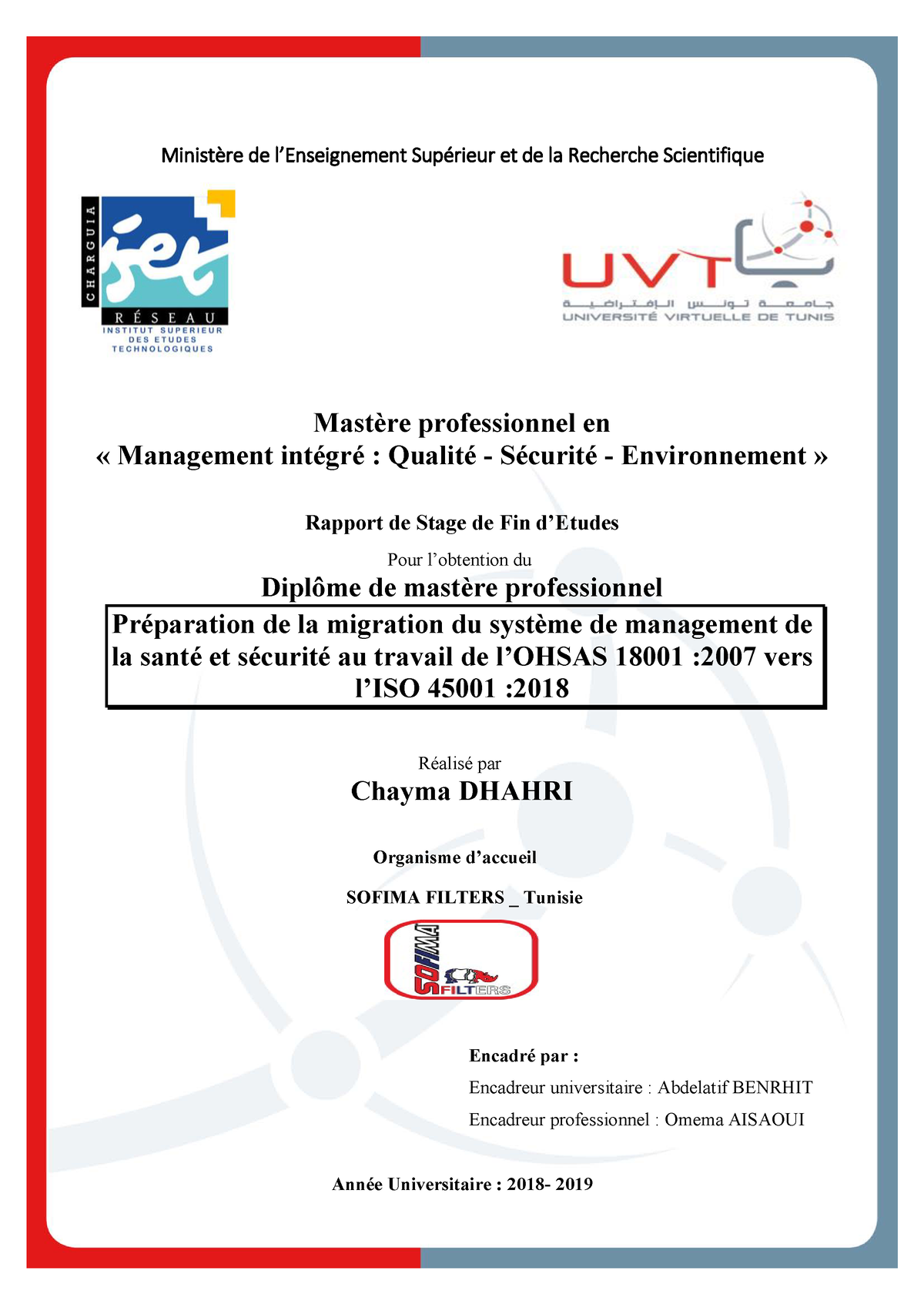 Rapport De Sécurité Et Ergronomie De Travail 2021 2022 Ministère De L’enseignement Supérieur