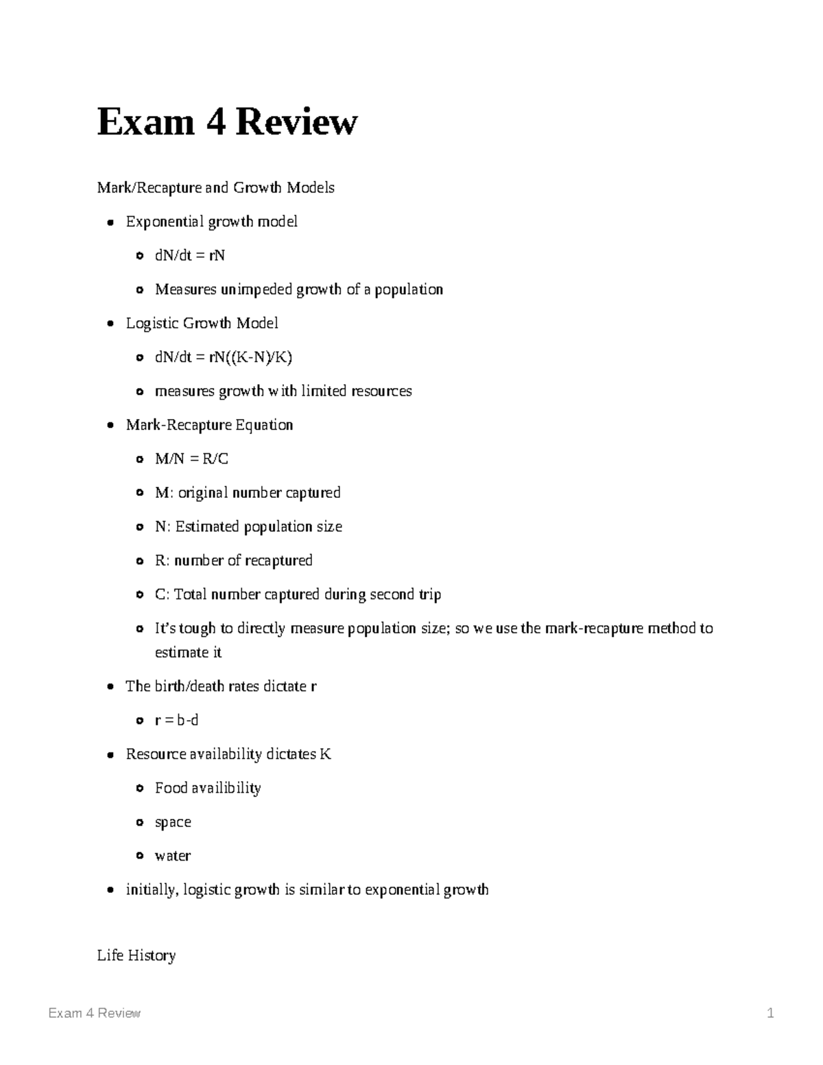 Exam 4 Review - Exam 4 Dr. Roberts study guide - Exam 4 Review Mark ...