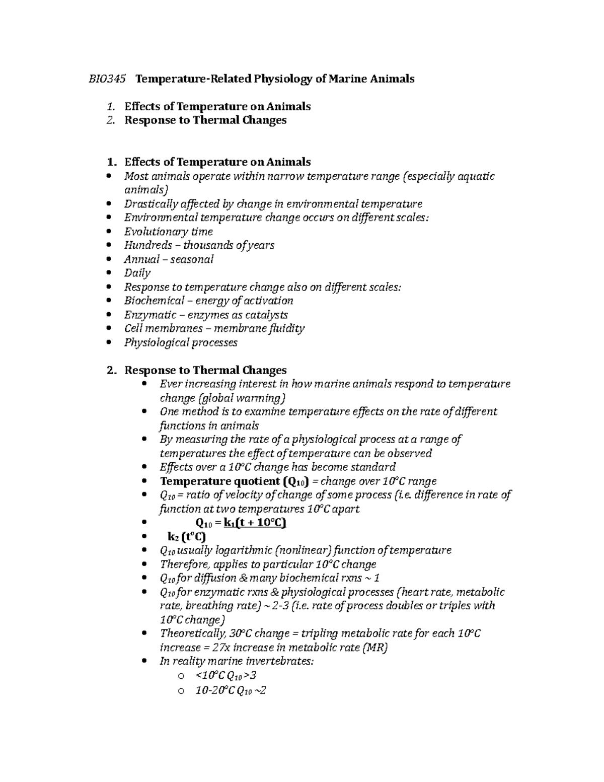 Related Physiology of Marine Animals - BIO345 Temperature-Related ...