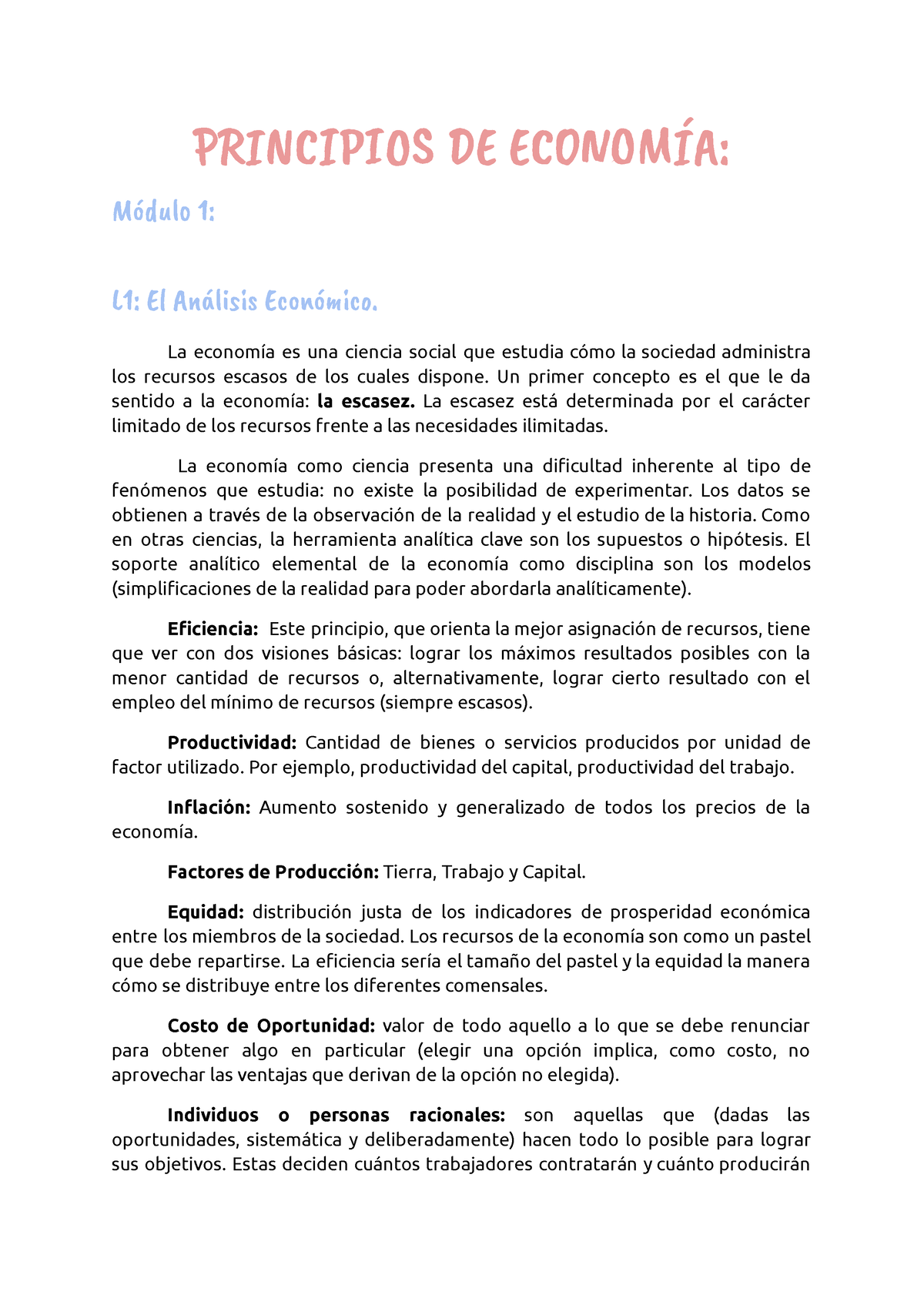 Principios De Economía - UES21 Modulo 1 Y 2 - P󰈤I󰈯C󰈾󰈪󰈽O󰈟 DE EC󰈮󰈰󰈭󰈱ÍA ...