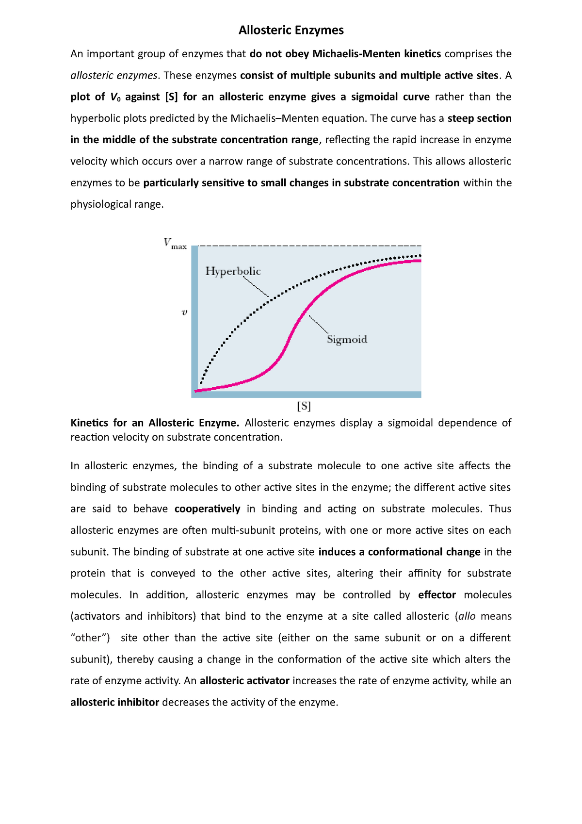 Allosteric Enzymes Lecture Notes Module 5 Allosteric Enzymes An Important Group Of Enzymes 2321