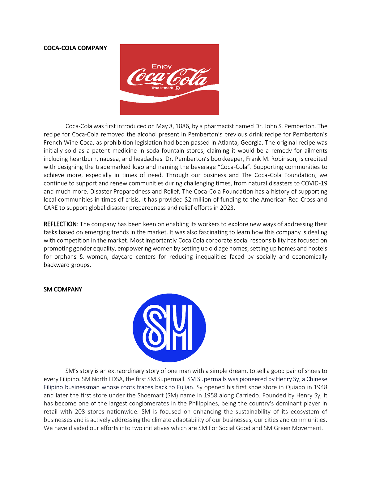 Business- Ethics- Project - COCA-COLA COMPANY Coca-Cola Was First ...