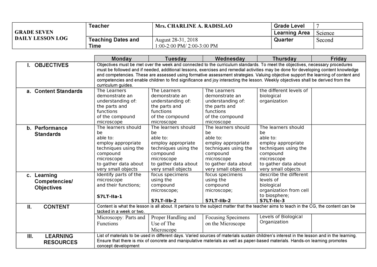 387534229 Dll Science Grade 7 2nd Grading - GRADE SEVEN DAILY LESSON ...