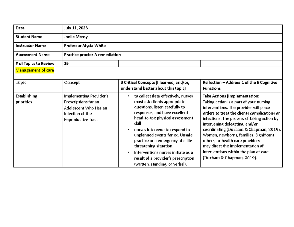 3 Critical Concepts - Remediation Document-1 - Date July 11, 2023 ...