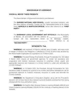 Memorandum OF Agreement BLGU - MDLM - MEMORANDUM OF AGREEMENT KNOW ALL ...