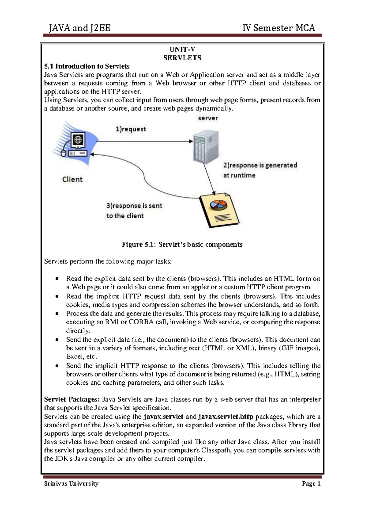UNIT-V SERVLETS - UNIT-V SERVLETS 5 .1 Introduction to Servlets Java ...