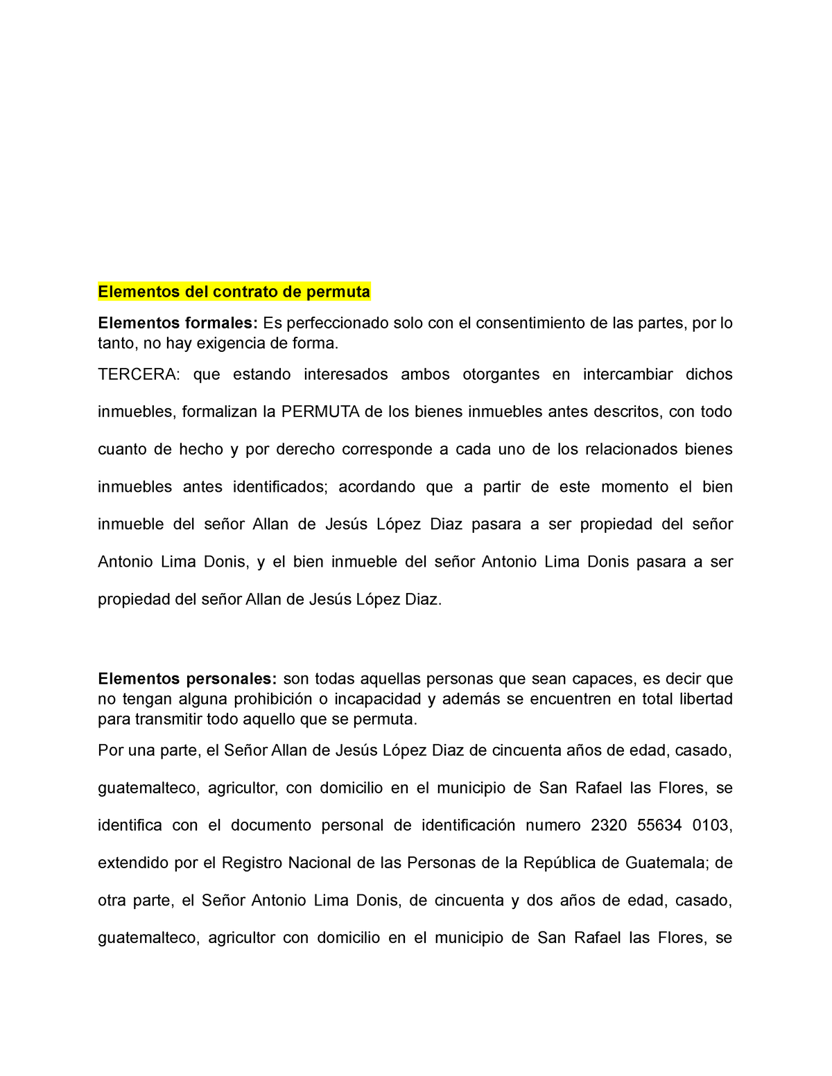 Tarea Contrato De Permuta Elementos Del Contrato De Permuta Elementos Formales Es 0144