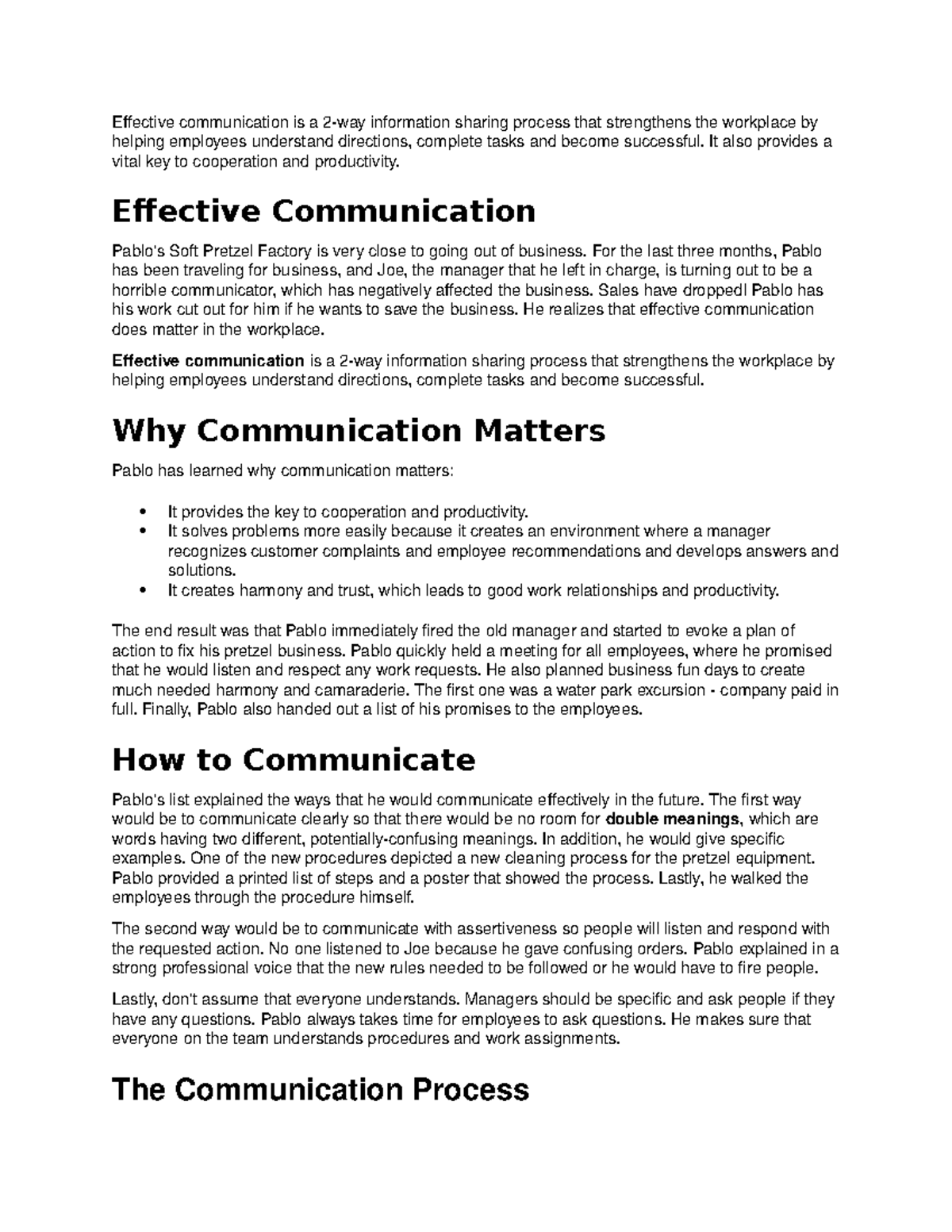 Communication - Lecture notes 1 - Effective communication is a ...