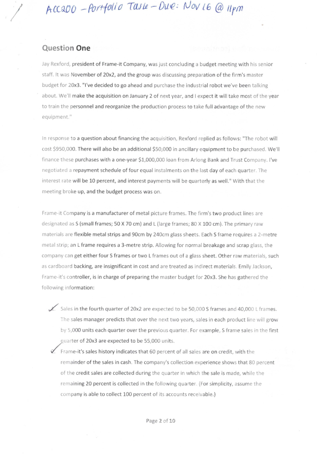 ACC200 Portfolio Instructions ACCT2002 Studocu