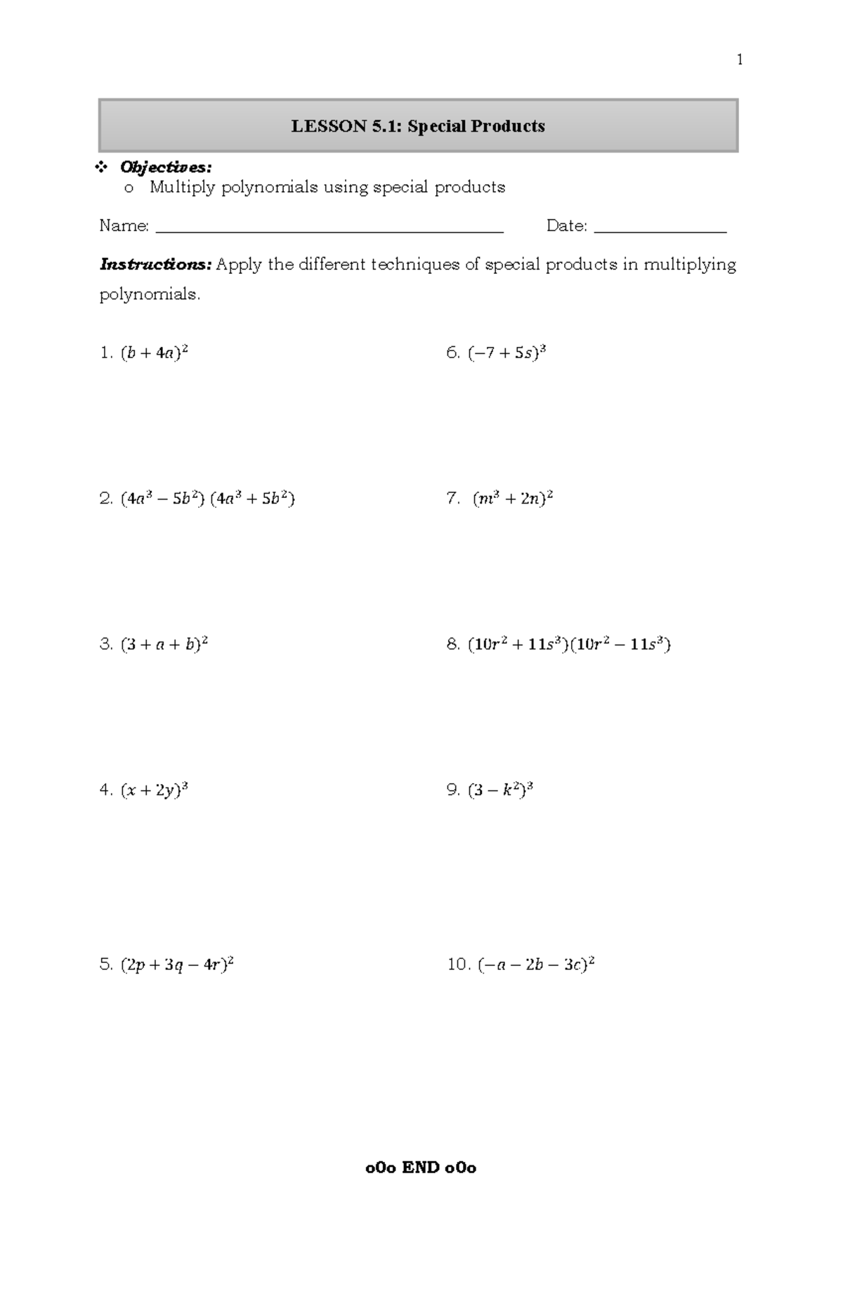 Worksheets On Exponents And Radicals VName