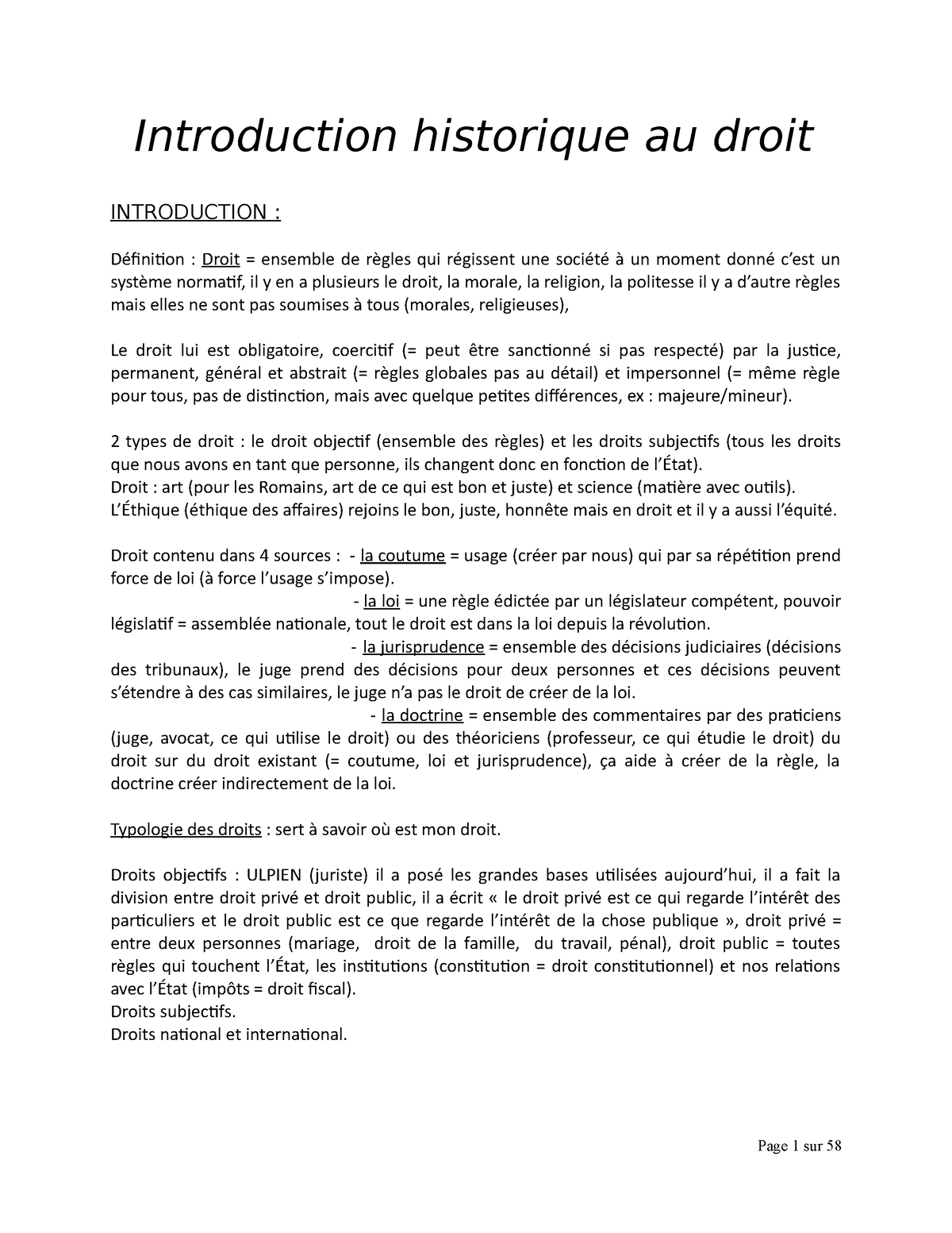 dissertation introduction historique au droit