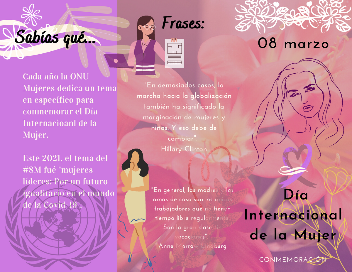 4 tríptico 8 de marzo día internacional de la mujer conmemoraciÓn