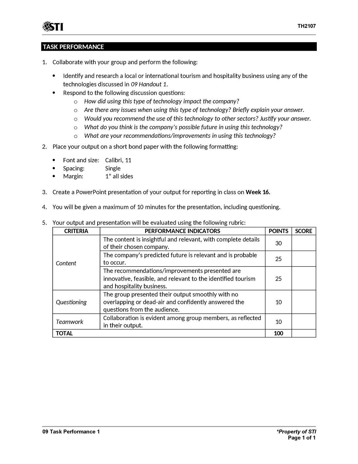 assignment 16 performance task