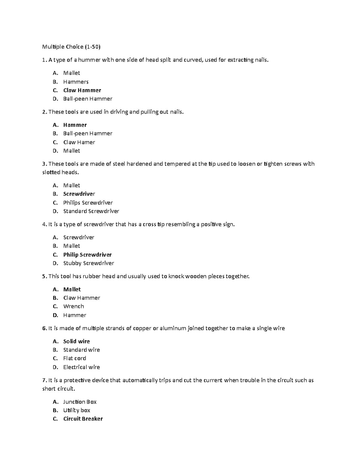 1st Quarter - Technical Drafting - Multiple Choice (1-50) A Type Of A 