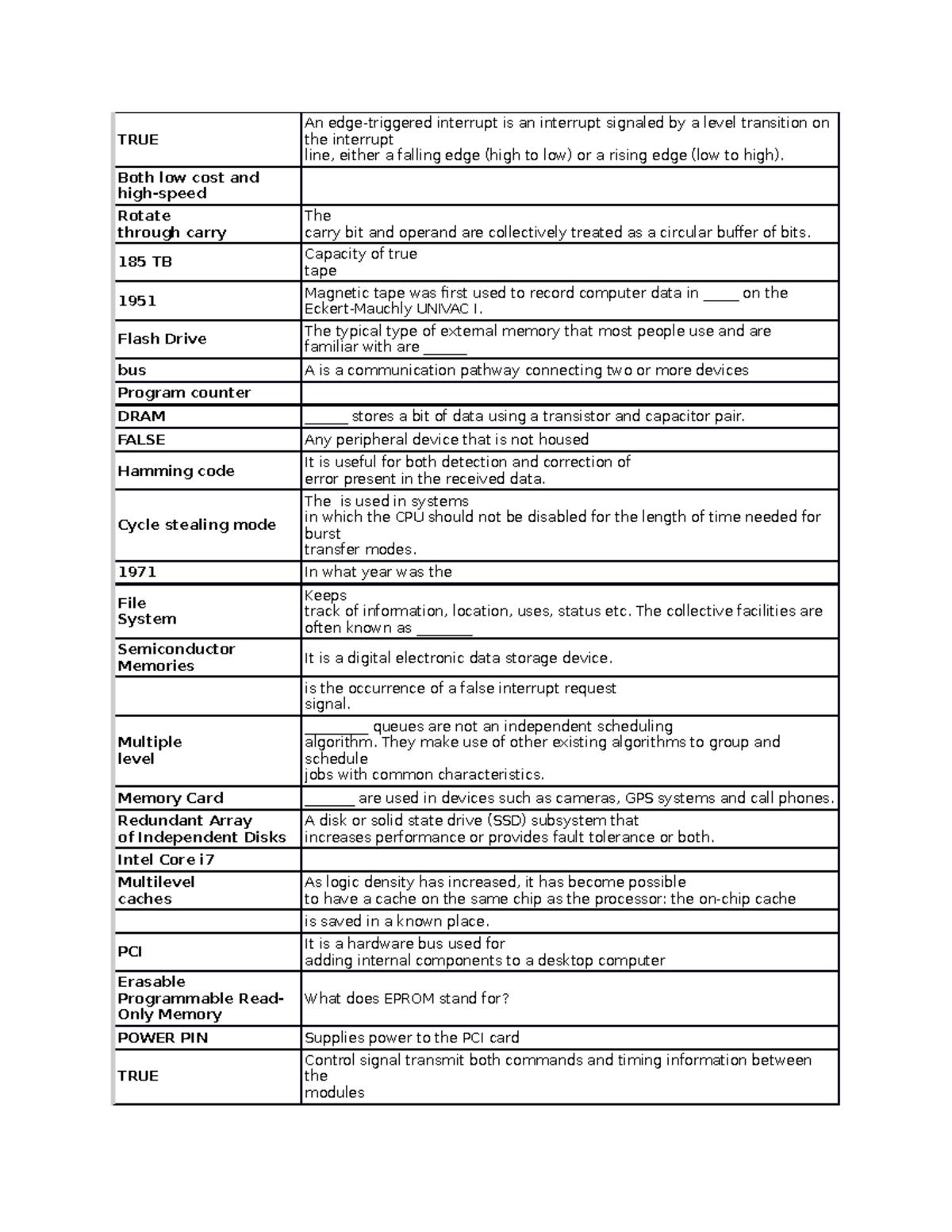 Computer Architecture AND Organization - TRUE An edge-triggered ...