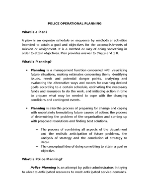 Police Operational Planning - POLICE OPERATIONAL PLANNING What is a ...