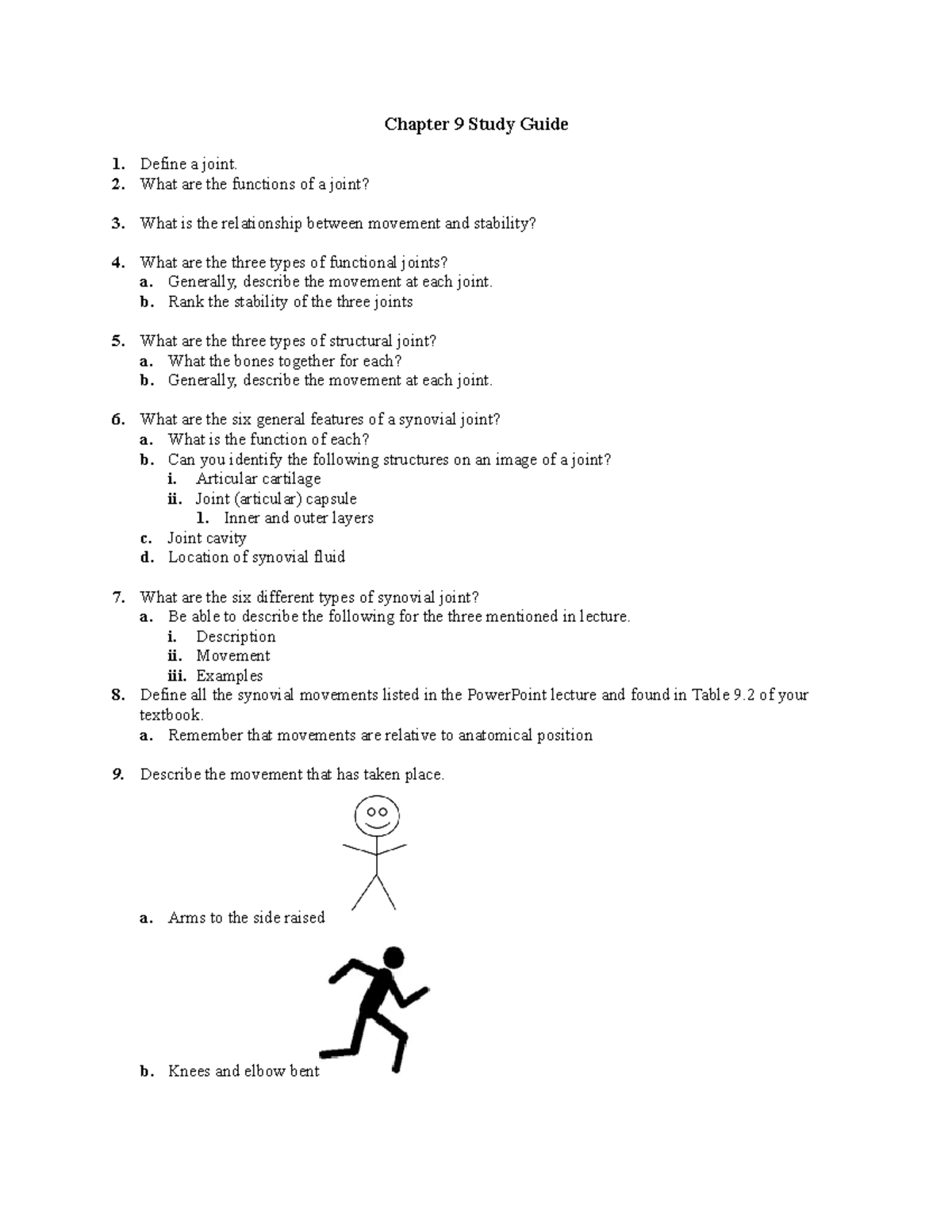 Chapter 9 Study Guide - Chapter 9 Study Guide Define a joint. What are ...