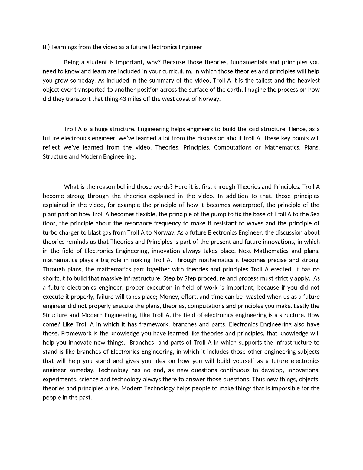 STS- Letter-B - Essay - B.) Learnings From The Video As A Future ...