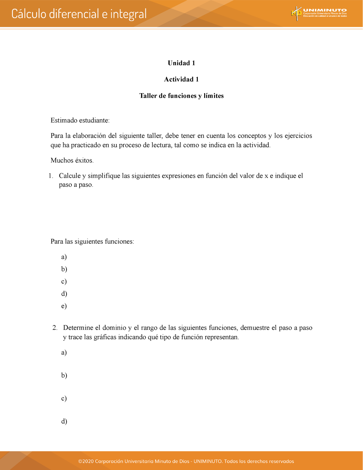 Cálculo Diferencial Uniminuto - Contabilidad I - Uniminuto - Studocu