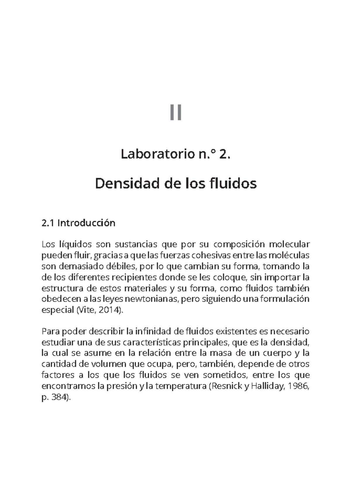 Lab Ii Densidades Ii Laboratorio N ° 2 Densidad De Los Fluidos 2