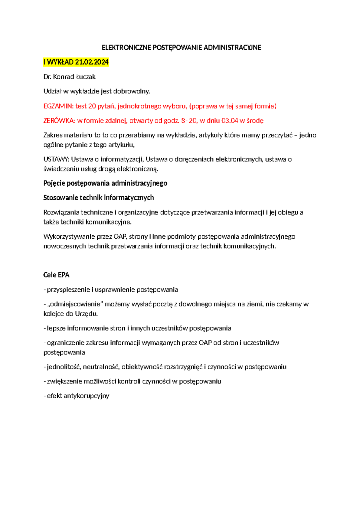Elektroniczne Postępowanie Administracyjne - ELEKTRONICZNE POSTĘPOWANIE