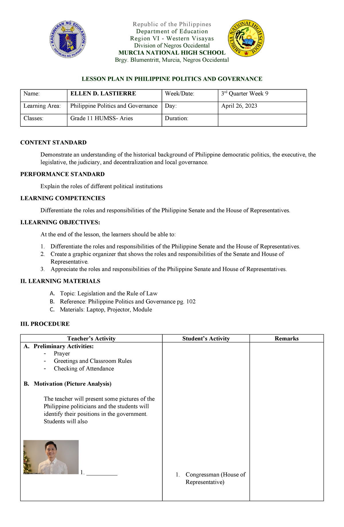 Ppg Co 2 2022 2023 Lesson Plan Republic Of The Philippines Department Of Education Region Vi 6295