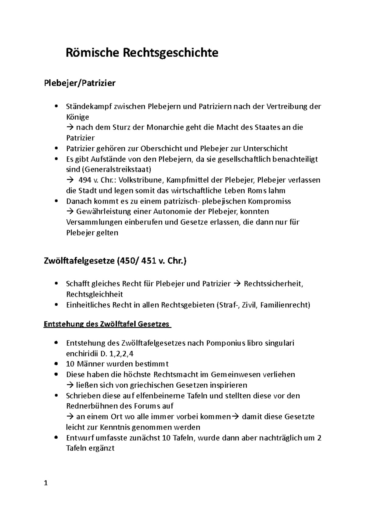 Römische Rechtsgeschichte Notizen - Römische Rechtsgeschichte Plebejer ...