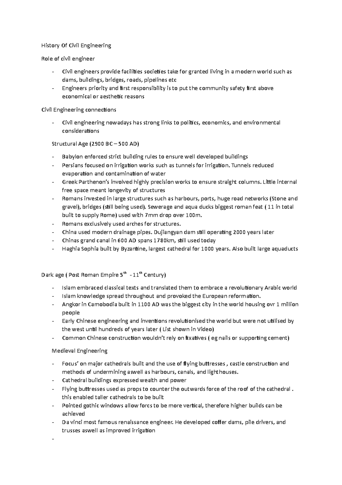 Civil Engineering History Notes - History Of Civil Engineering Role of ...