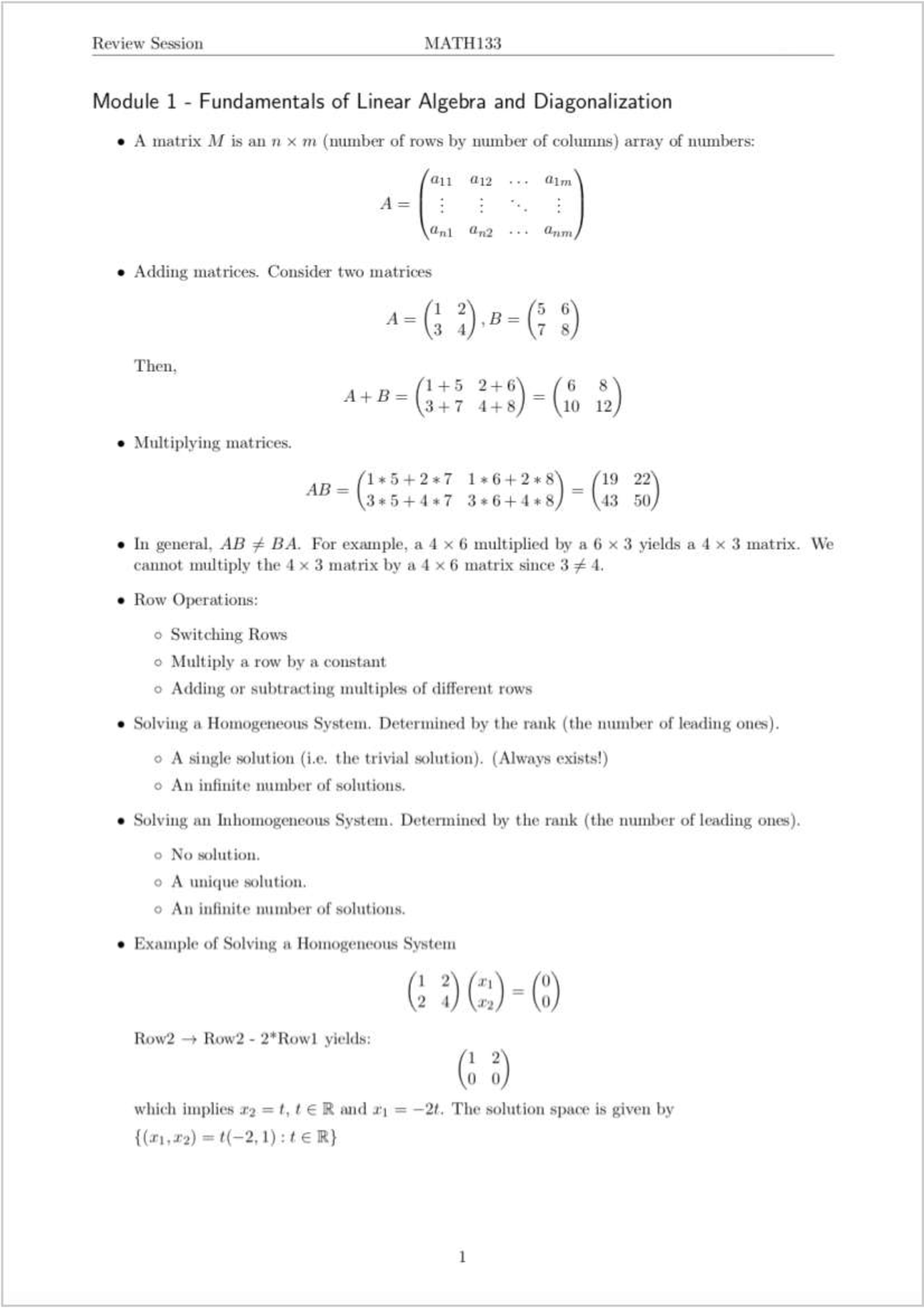 MATH133 Core Concepts Final Review - Math 133 - Studocu