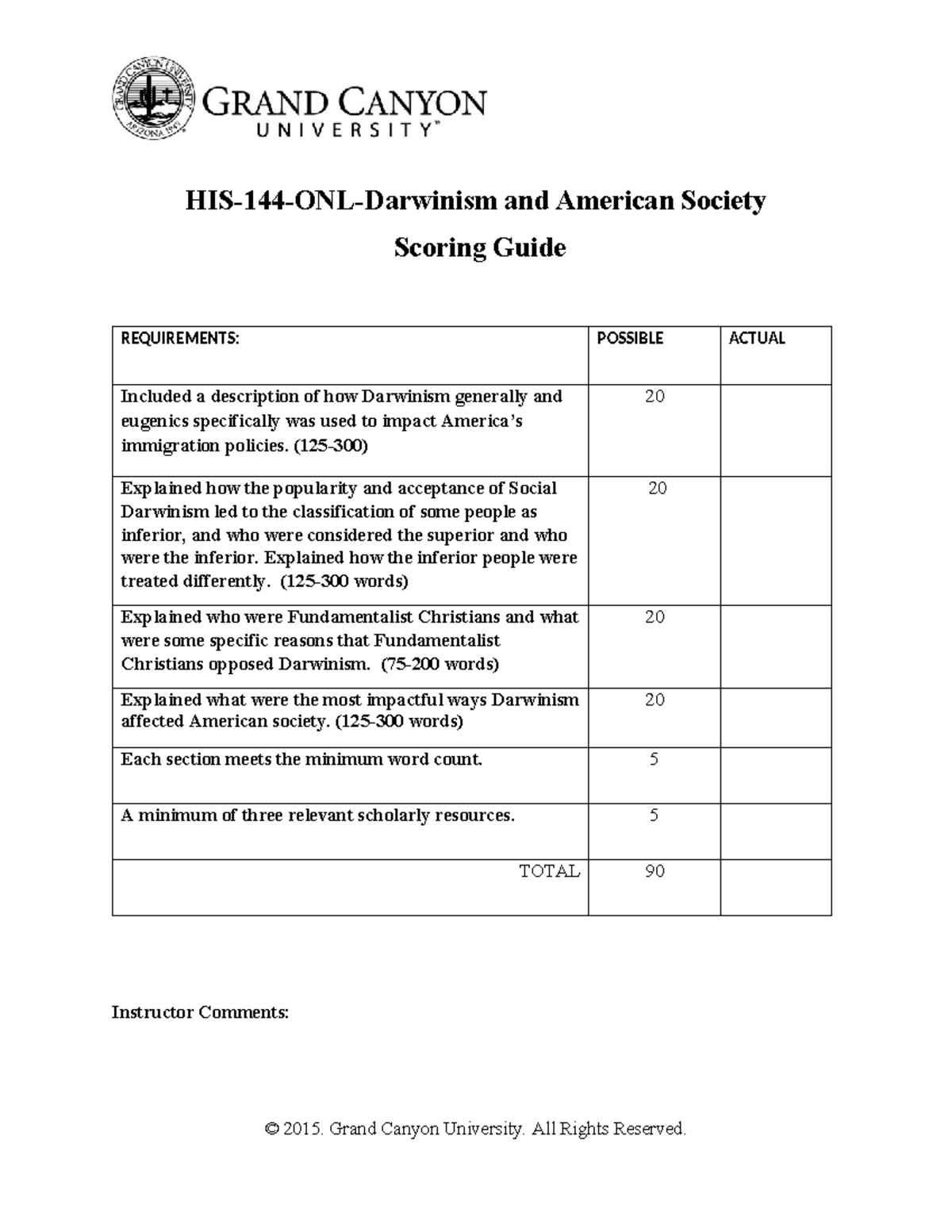 HIS-144.ONL.Darwinism And American Society.Scoring Guide - HIS-144-ONL ...