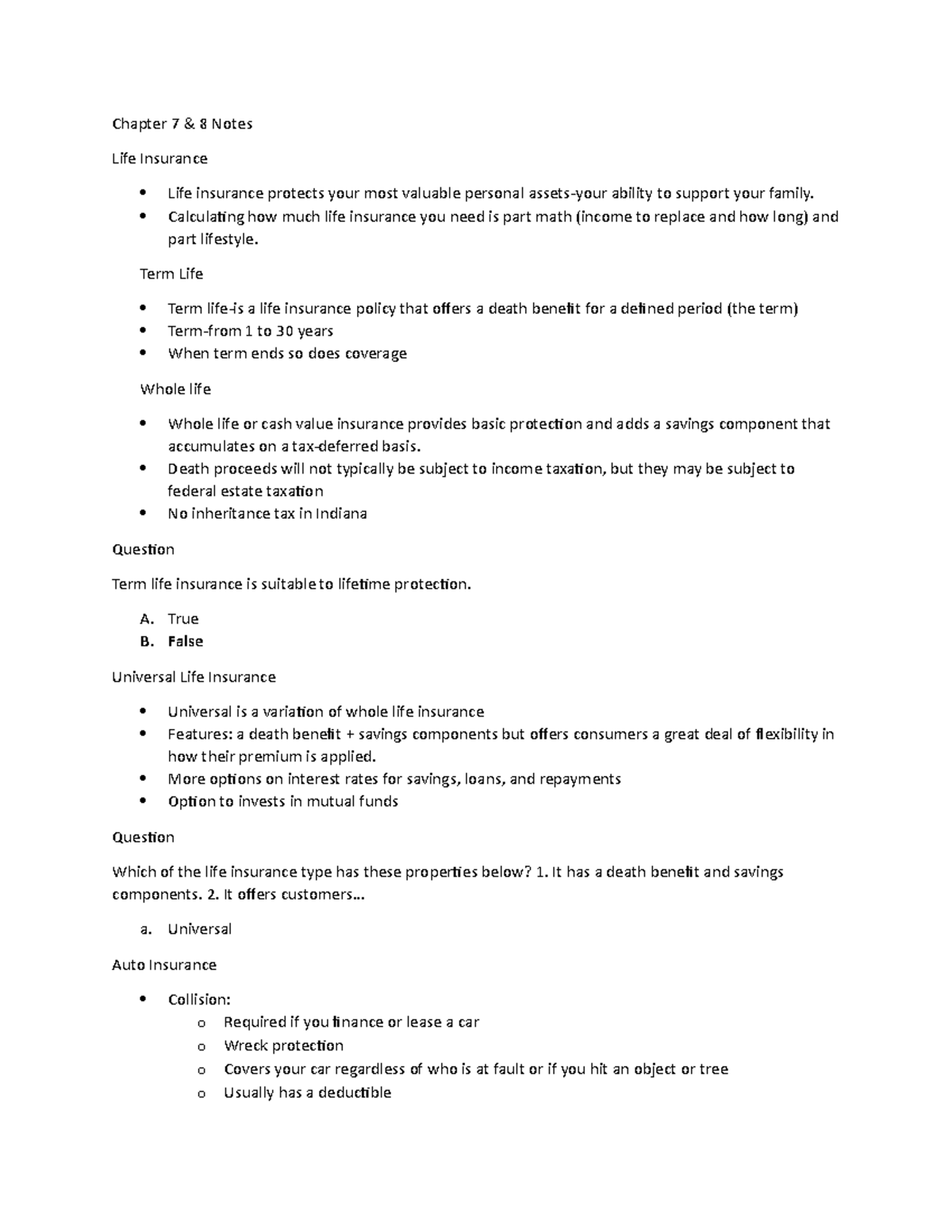 Chapter 7 & 8 Notes - Olga, has answers to iclicker questions in class ...