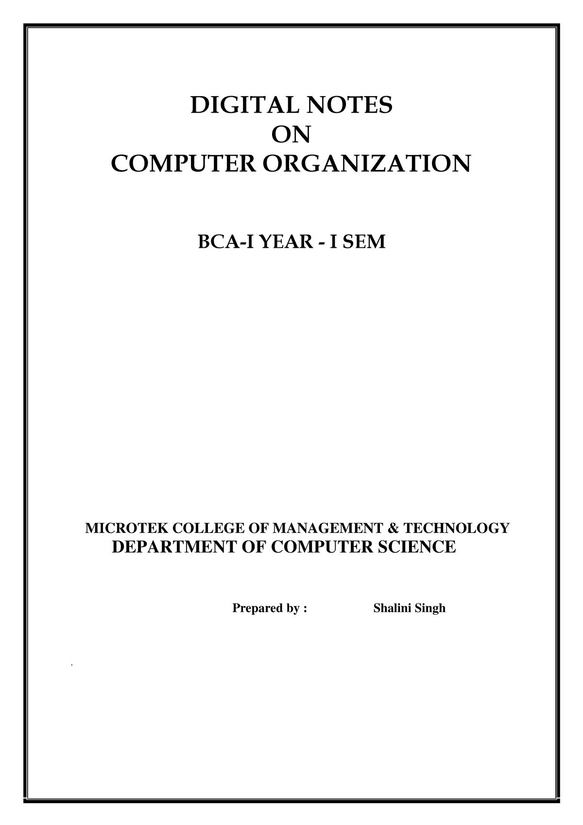 Computer Organization Vbspu - DIGITAL NOTES ON COMPUTER ORGANIZATION ...