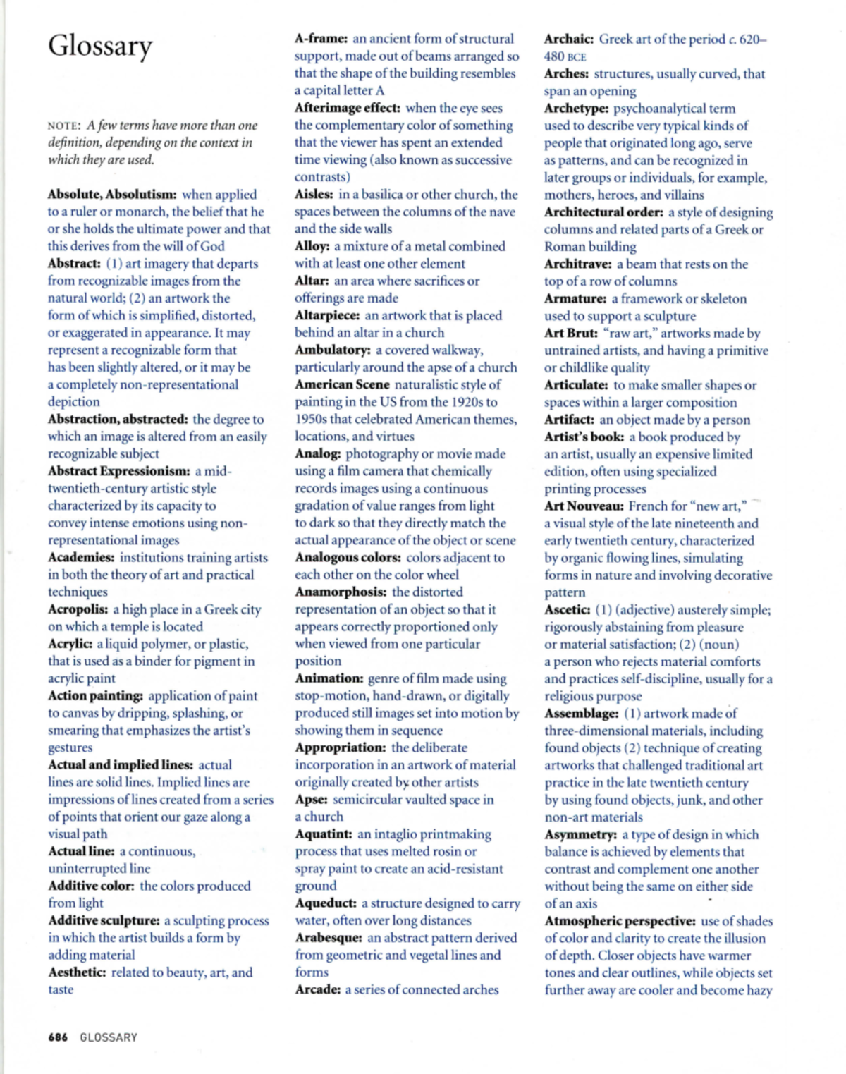Glossary excerpt Gateways to Art Glossary NOTE A few terms have more