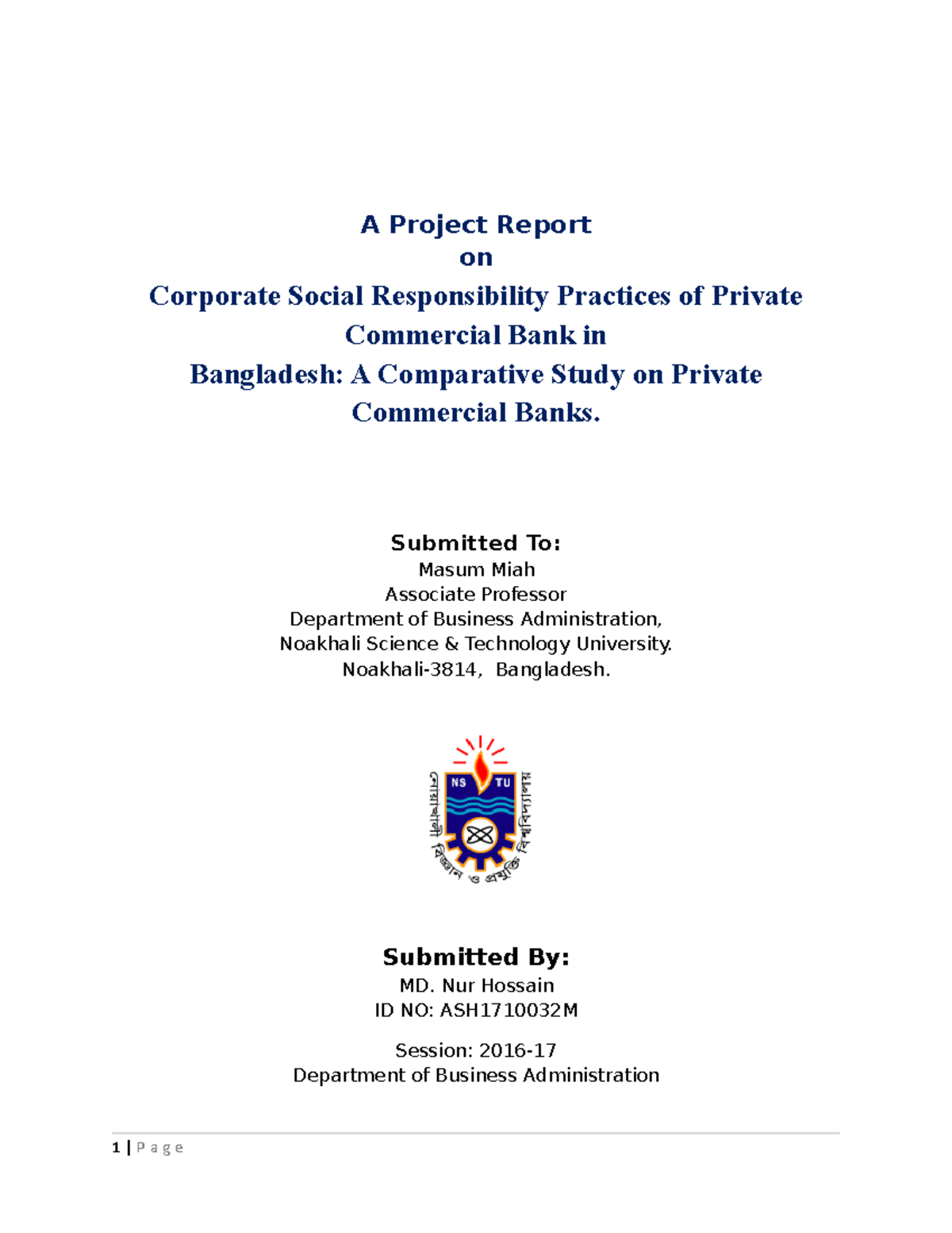 Csr1111111 - Project paper - A Project Report on Corporate Social ...