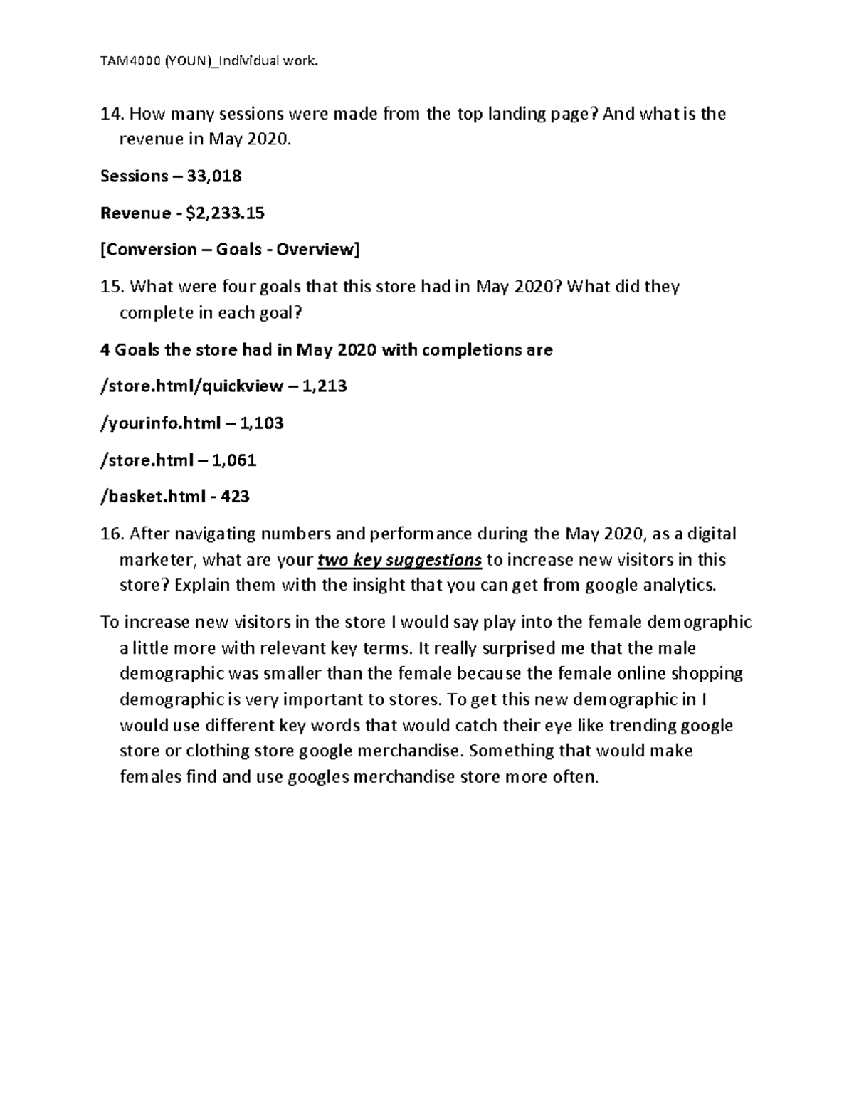 4 Assignment 03 Google Analytics How many sessions were made from the